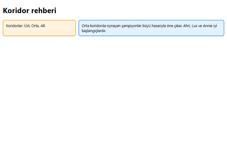 Viewport satırı olmayan sayfa telefonda: Koridor rehberi başlığı ve iki sütunlu düzen 980 piksele göre çizilip küçültülmüş, yazılar okunamayacak kadar ufak.