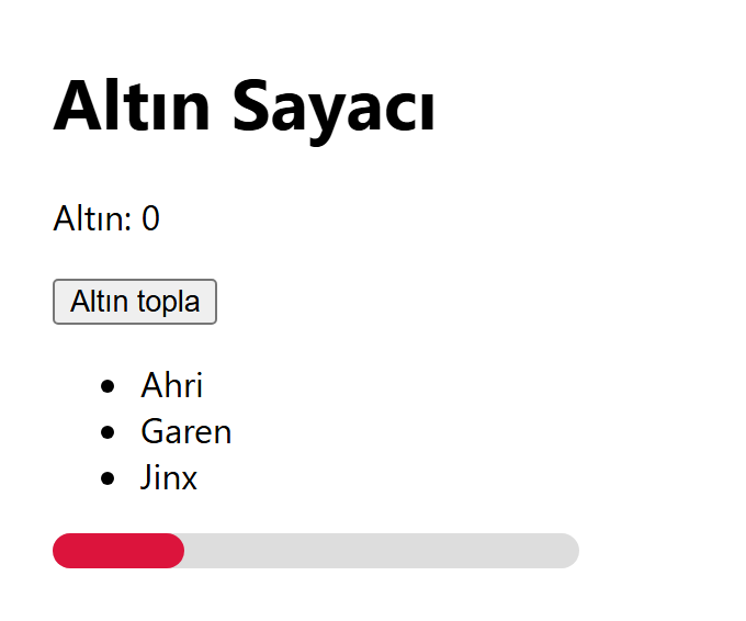 Sayfanın altındaki can barının yalnızca dörtte biri dolu ve kırmızı.