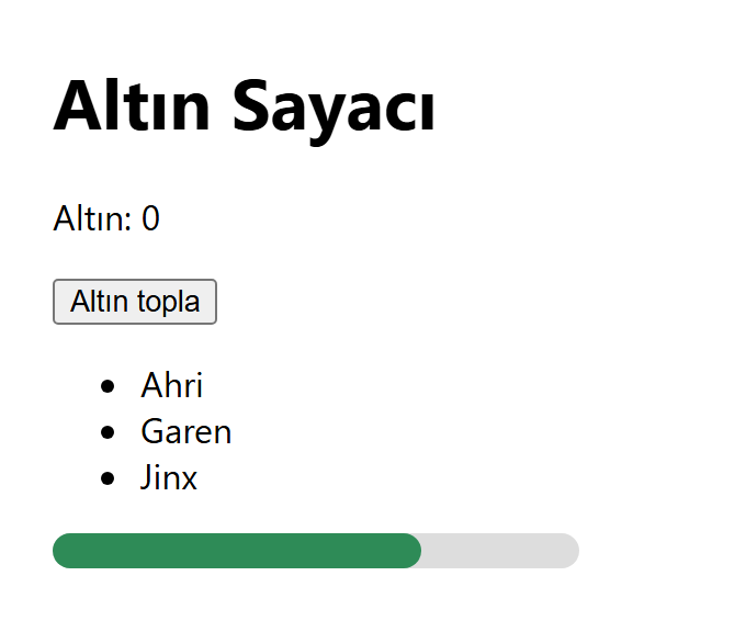 Sayfanın altındaki can barının yüzde yetmişi yeşil.